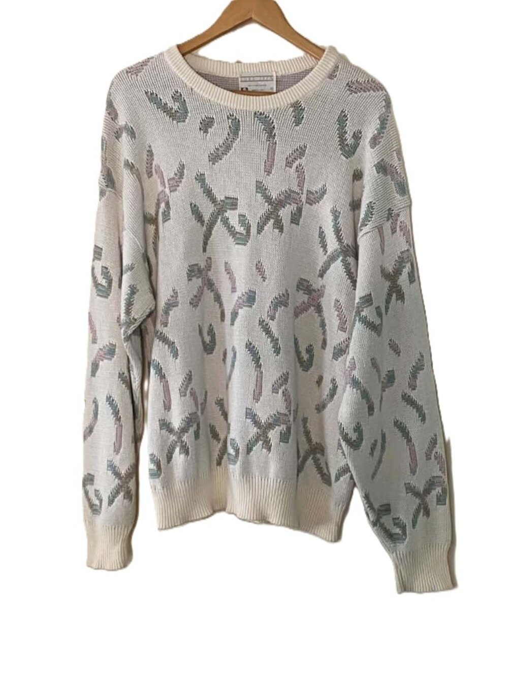 Vintage Lord Jeff 100% Fine Cotton Union Made Abstract Pattern Sweater Made USA